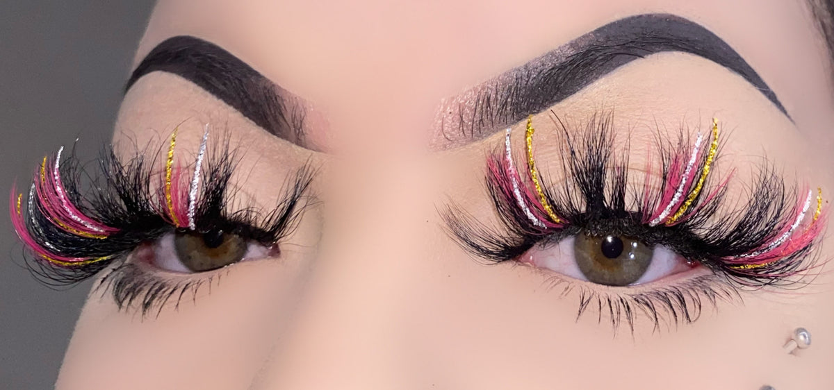 25mm mink lashes with color --- GCA1732