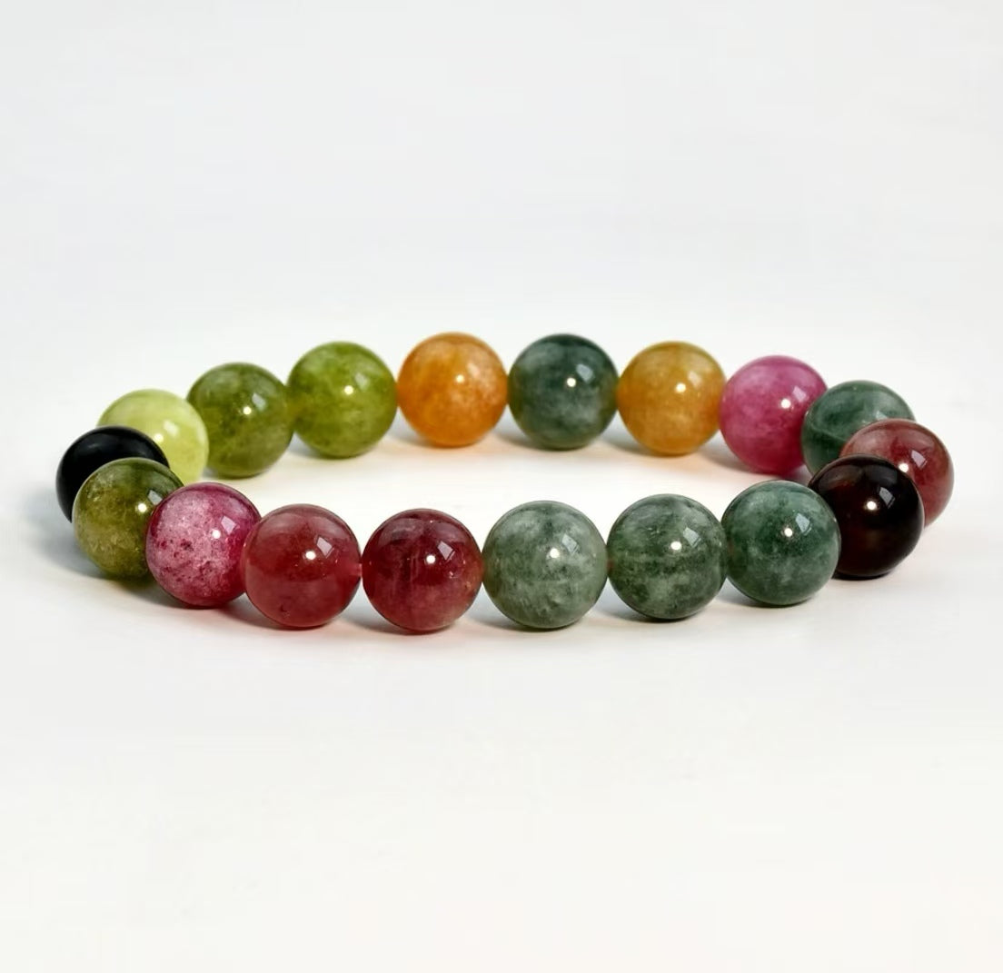 Stacked Rainbow Tourmaline Crystal Strand Single Loop