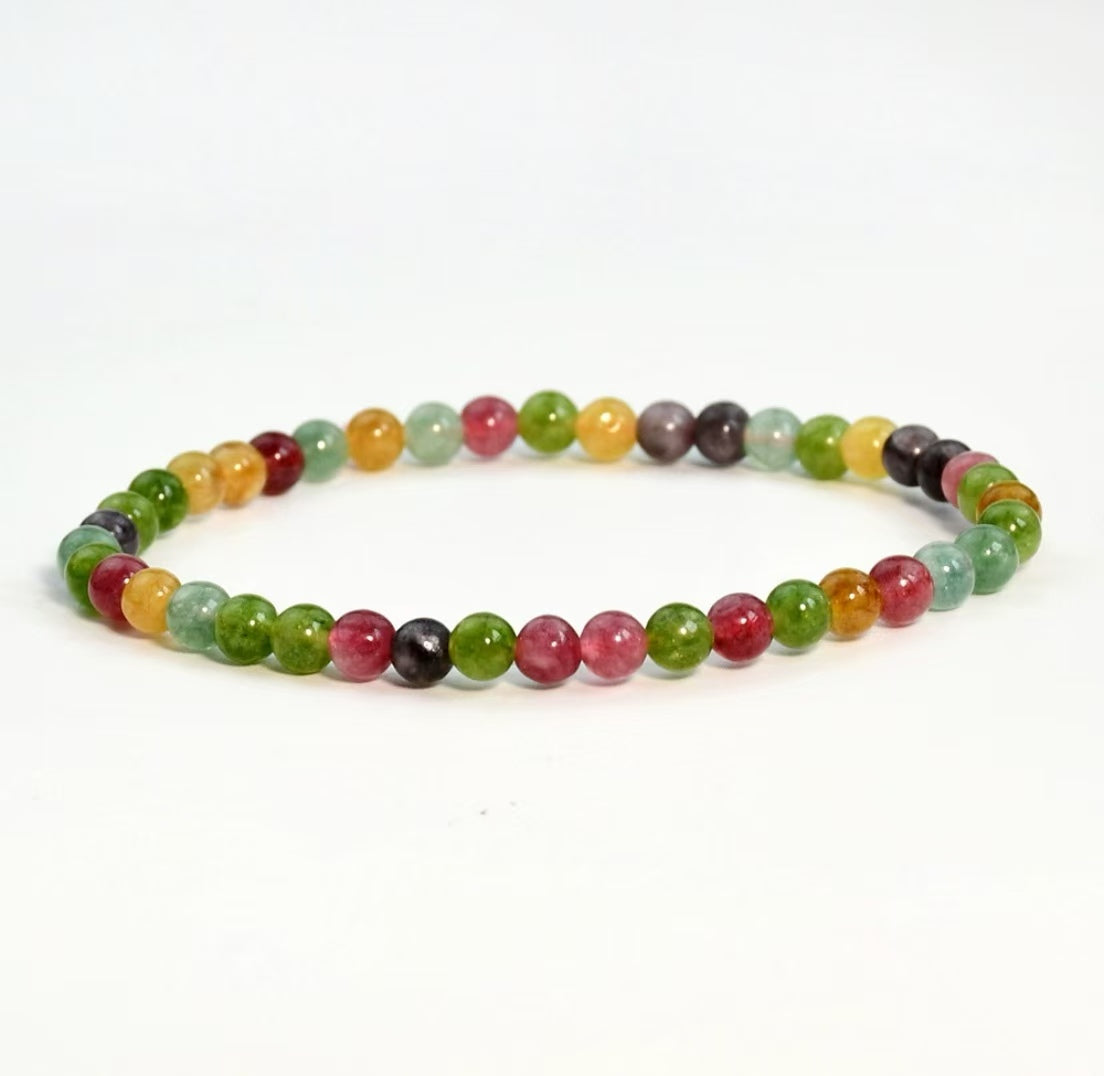Stacked Rainbow Tourmaline Crystal Strand Single Loop