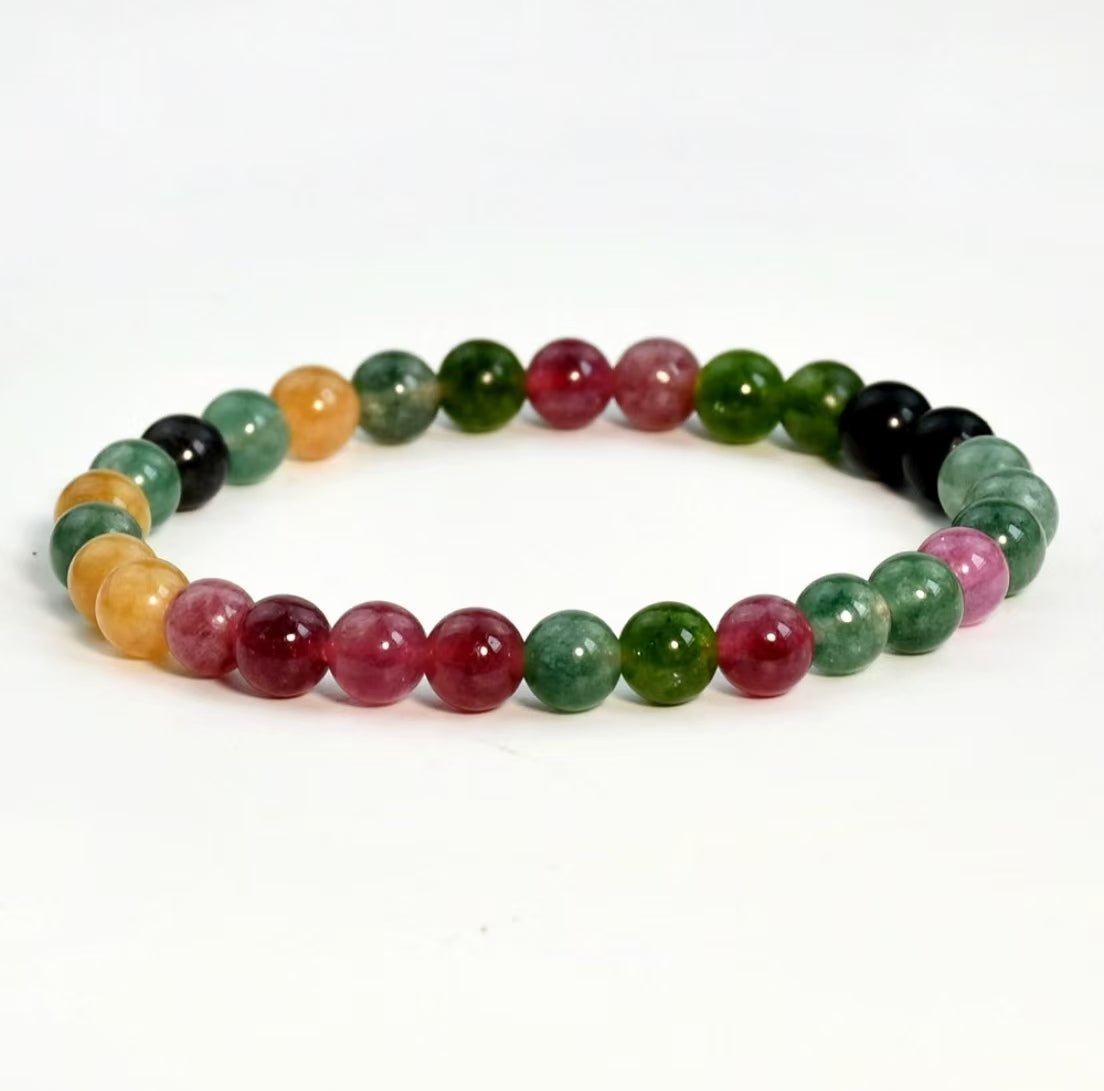 Stacked Rainbow Tourmaline Crystal Strand Single Loop