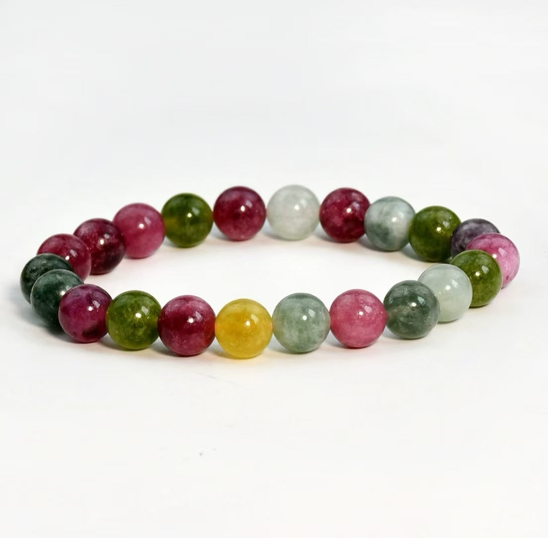 Stacked Rainbow Tourmaline Crystal Strand Single Loop