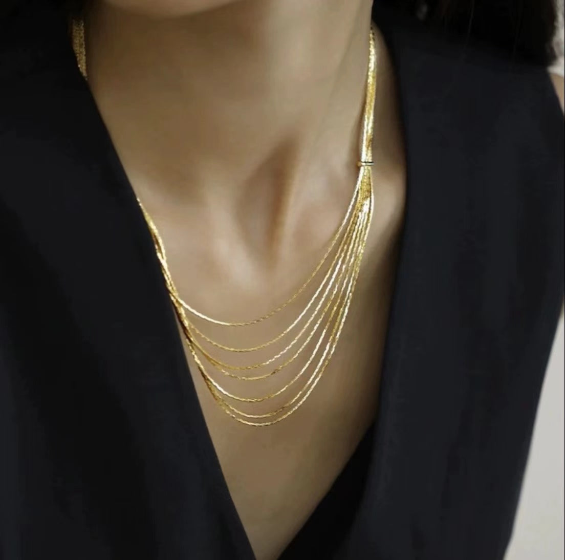 Gold Multi-Layered Tassel Necklace