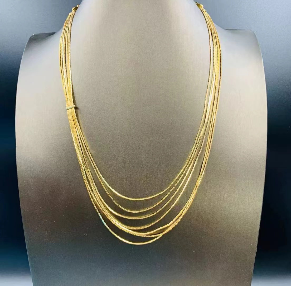 Gold Multi-Layered Tassel Necklace