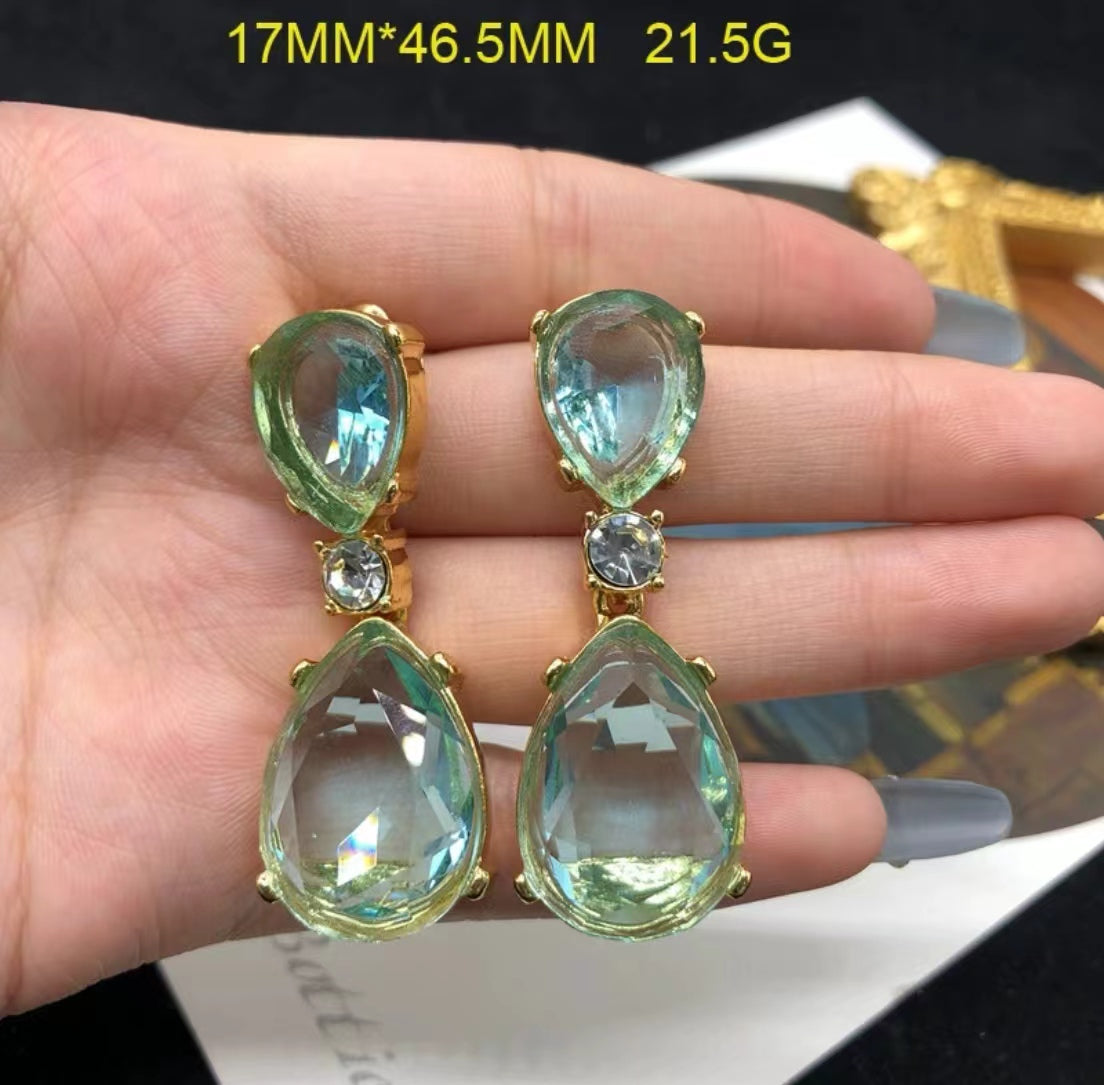 Blue crystal necklace, drop earrings